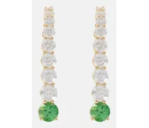 Ohrringe Aria Earhook aus 18kt Gelbgold mit Diamanten und Tsavoriten