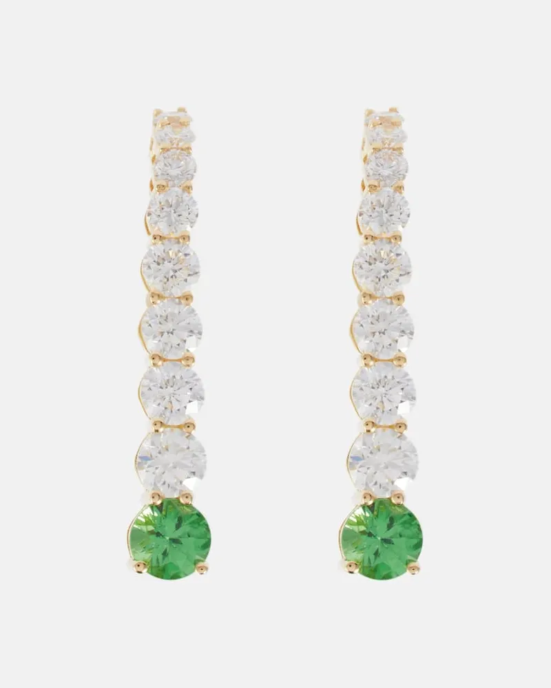 Melissa Kaye Ohrringe Aria Earhook aus 18kt Gelbgold mit Diamanten und Tsavorit Gold