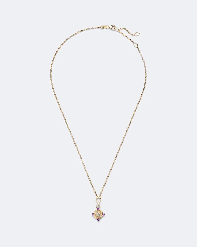 FOUNDRAE Halskette Resilience Blossom aus 18kt Gelbgold mit Diamanten und Amethysten Gold