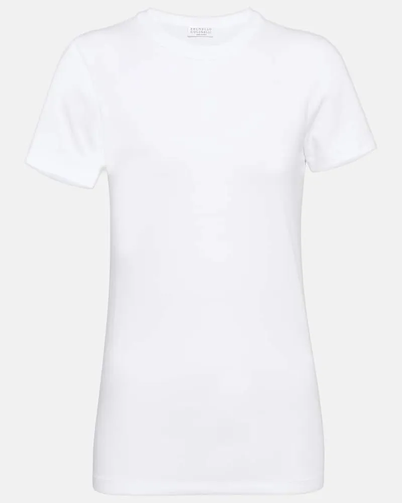 Brunello Cucinelli T-Shirt aus einem Baumwollgemisch Weiß