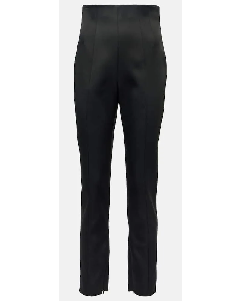 KHAITE Schmale Hose Lenn aus Satin Schwarz