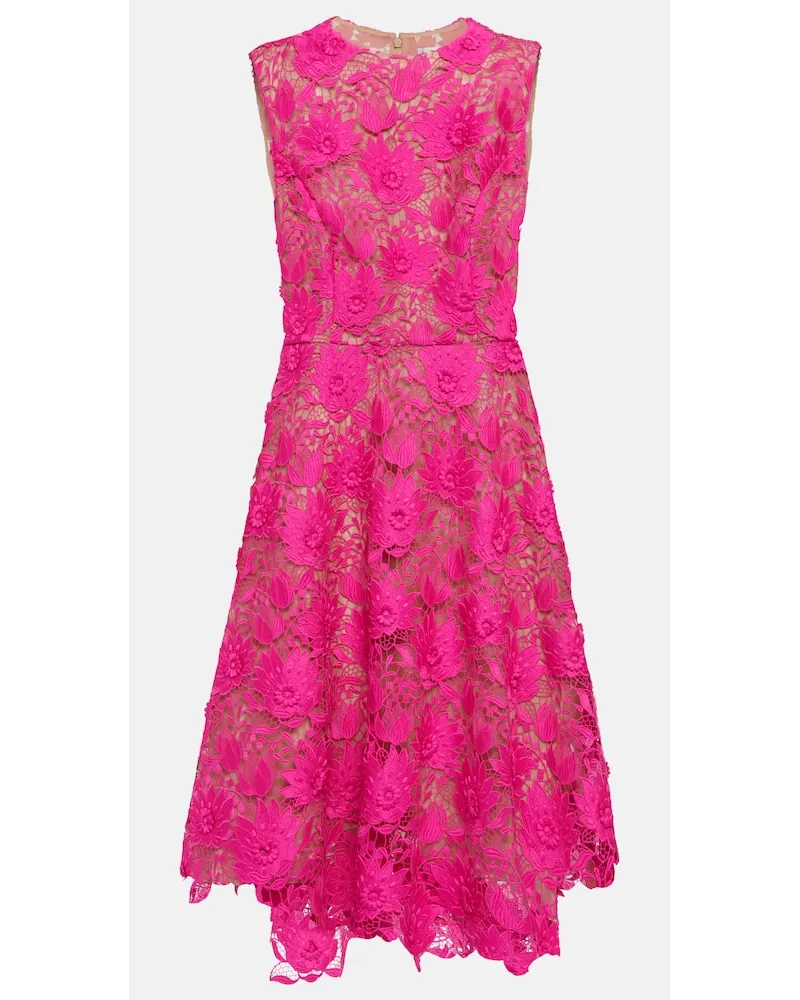 Oscar de la Renta Midikleid aus Spitze Pink