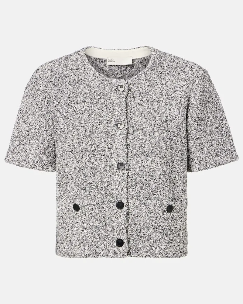 Tory Burch Cropped-Top aus Tweed Grau