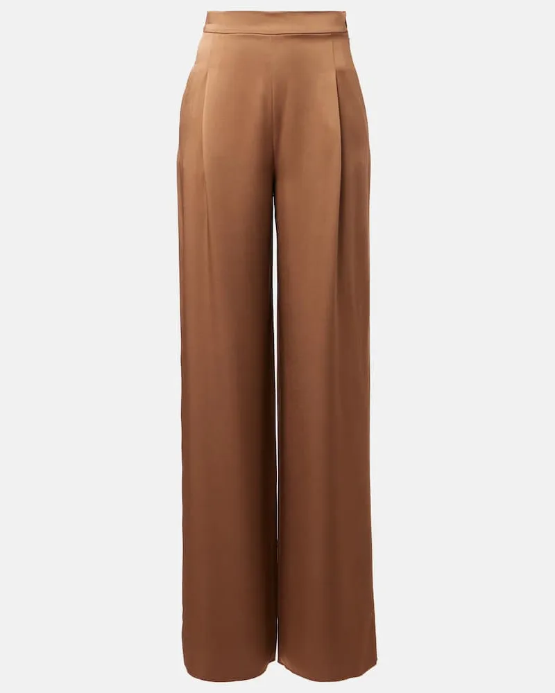 Max Mara Weite Hose Dritto aus Satin Braun