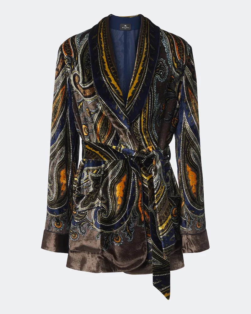 Etro Wickelblazer aus Samt Multicolor