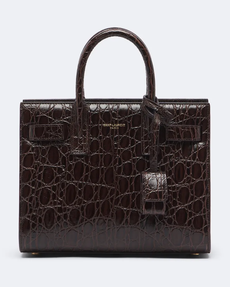 Saint Laurent Henkeltasche Sac De Jour Nano aus Leder Braun