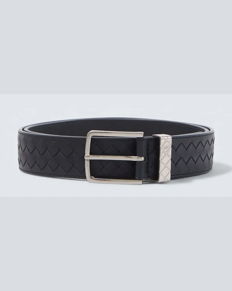 Bottega Veneta Gürtel Intrecciato aus Leder Blau