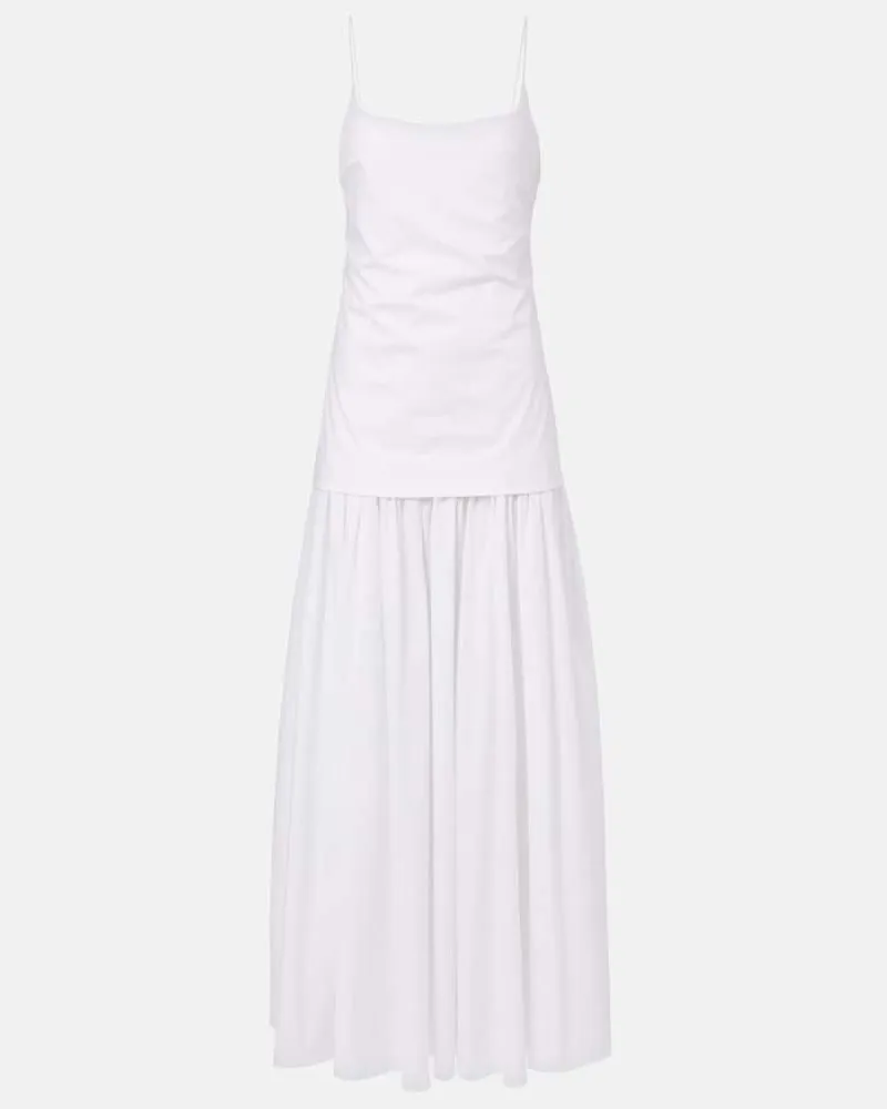 STAUD Maxikleid Ari aus Baumwolle Weiß