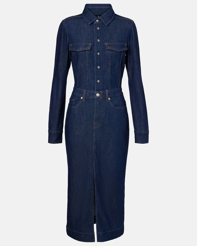 7 for all mankind Hemdblusenkleid aus Denim Blau
