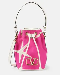 Valentino Garavani Bucket-Bag VLogo Starfish Mini aus Canvas Pink