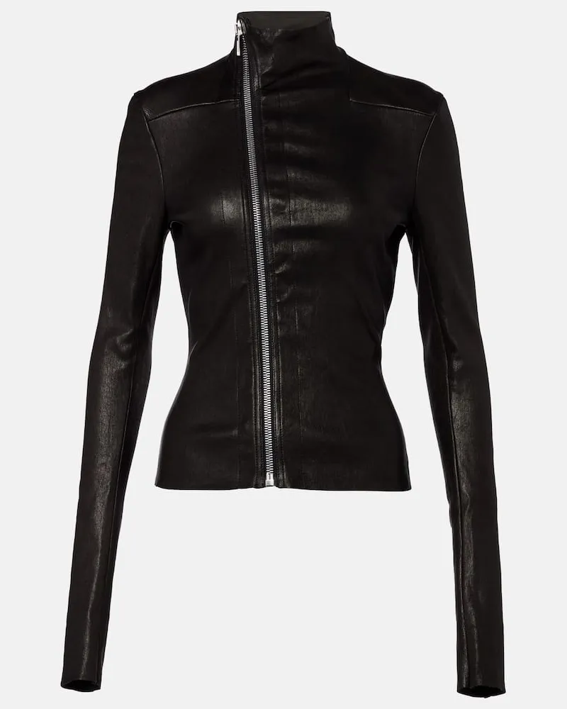 Rick Owens Lederjacke Gary Schwarz