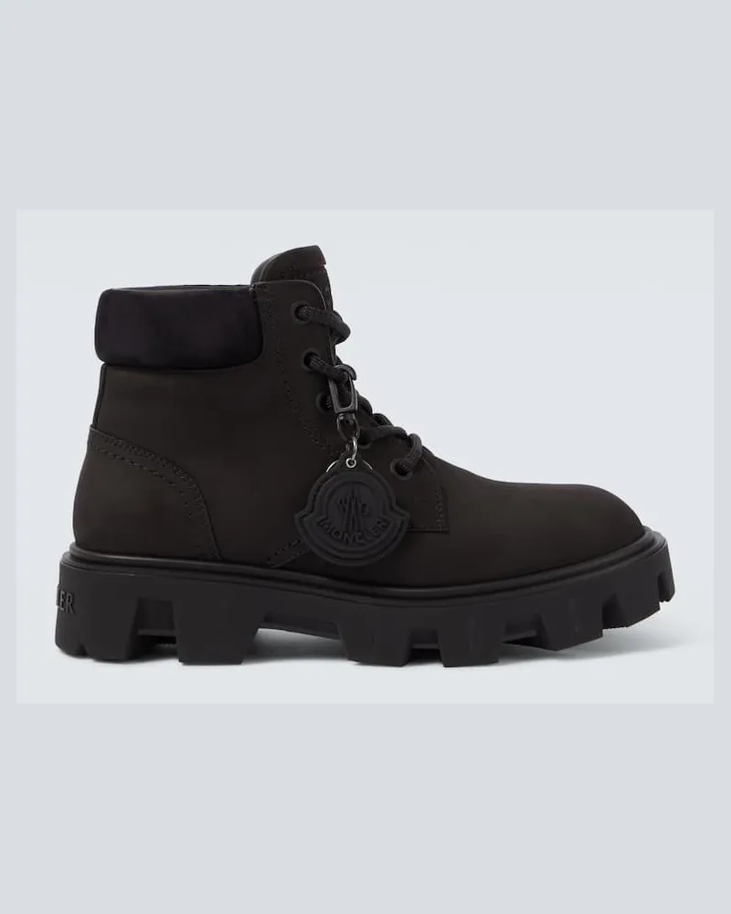Moncler Ankle Boots Peak City aus Leder Schwarz