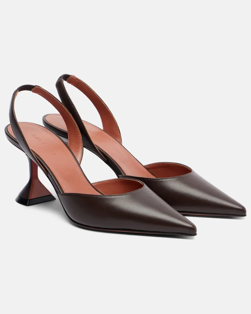 Amina Muaddi Slingback-Pumps Holli 70 aus Leder Braun