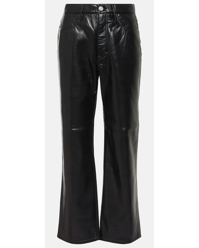 Frame Denim Hose Le Jane aus einem Ledergemisch Schwarz