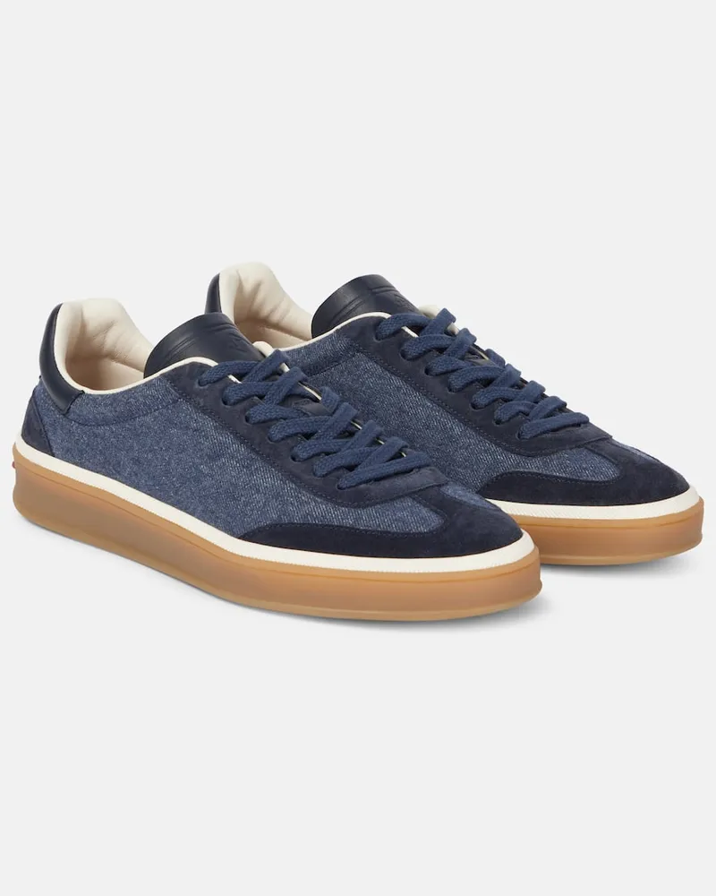 Loro Piana Sneakers Tennis Walk aus Denim Blau