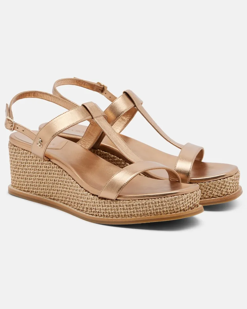 Jimmy Choo Wedge-Sandalen Theia aus Metallic-Leder Gold