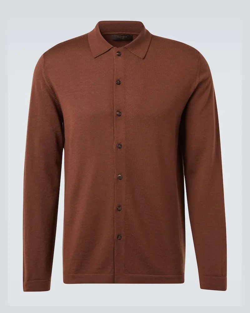 Slowear Polohemd aus Schurwolle Braun