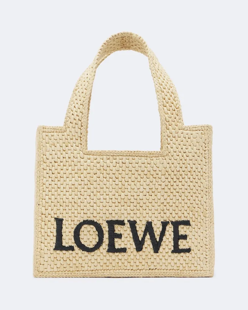 Loewe Henkeltasche Mini aus Raffiabast Beige