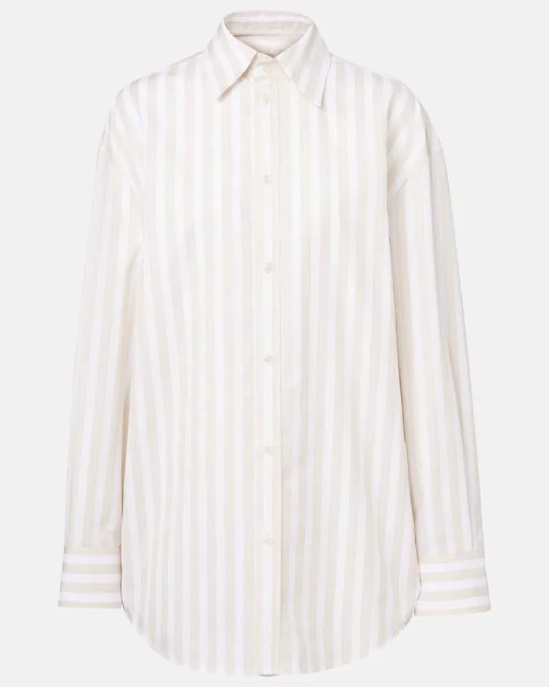 Saint Laurent Hemd Cassandre aus Baumwolle Beige