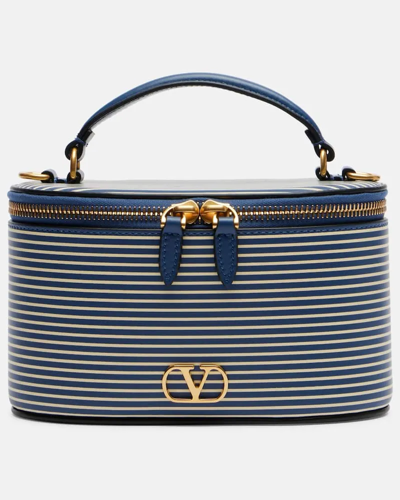 Valentino Garavani Schultertasche VLogo Mini aus Leder Blau