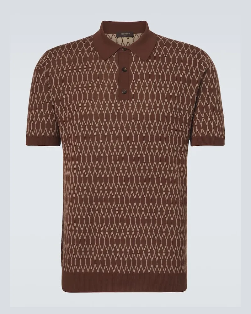 Slowear Polohemd aus Baumwoll-Jacquard Braun