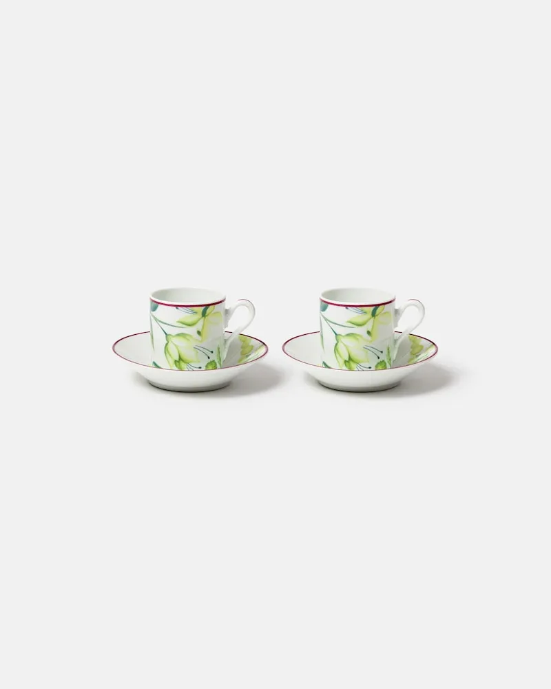 Ginori 1735 Set Impero aus zwei Kaffeetassen und Untertassen Weiß