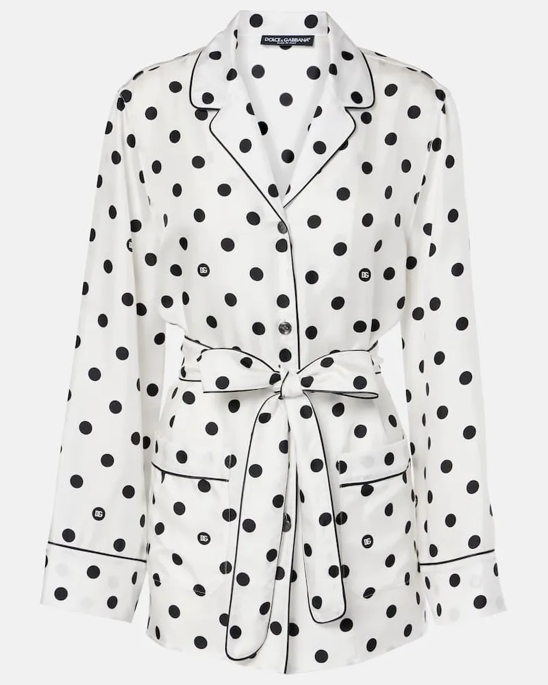 Dolce & Gabbana Pyjama-Hemd aus Seiden-Twill Weiß