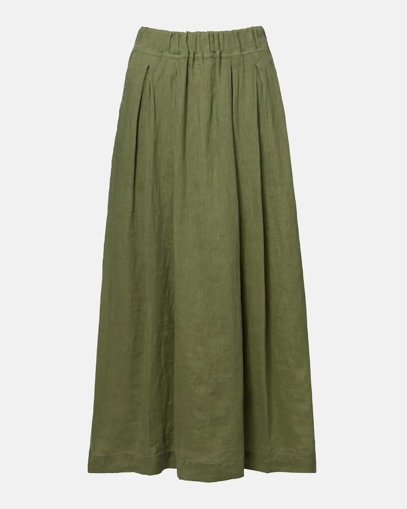 Velvet Midirock Linda aus Leinen Grün