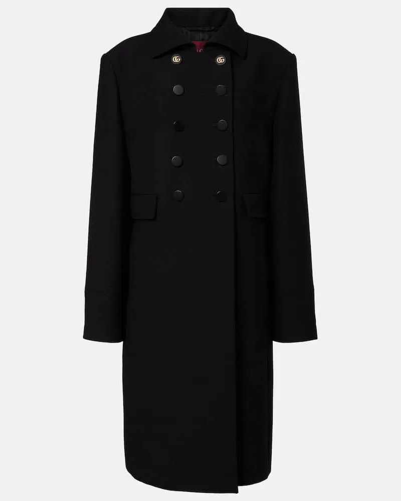 Gucci Mantel Double G aus Wolle Schwarz