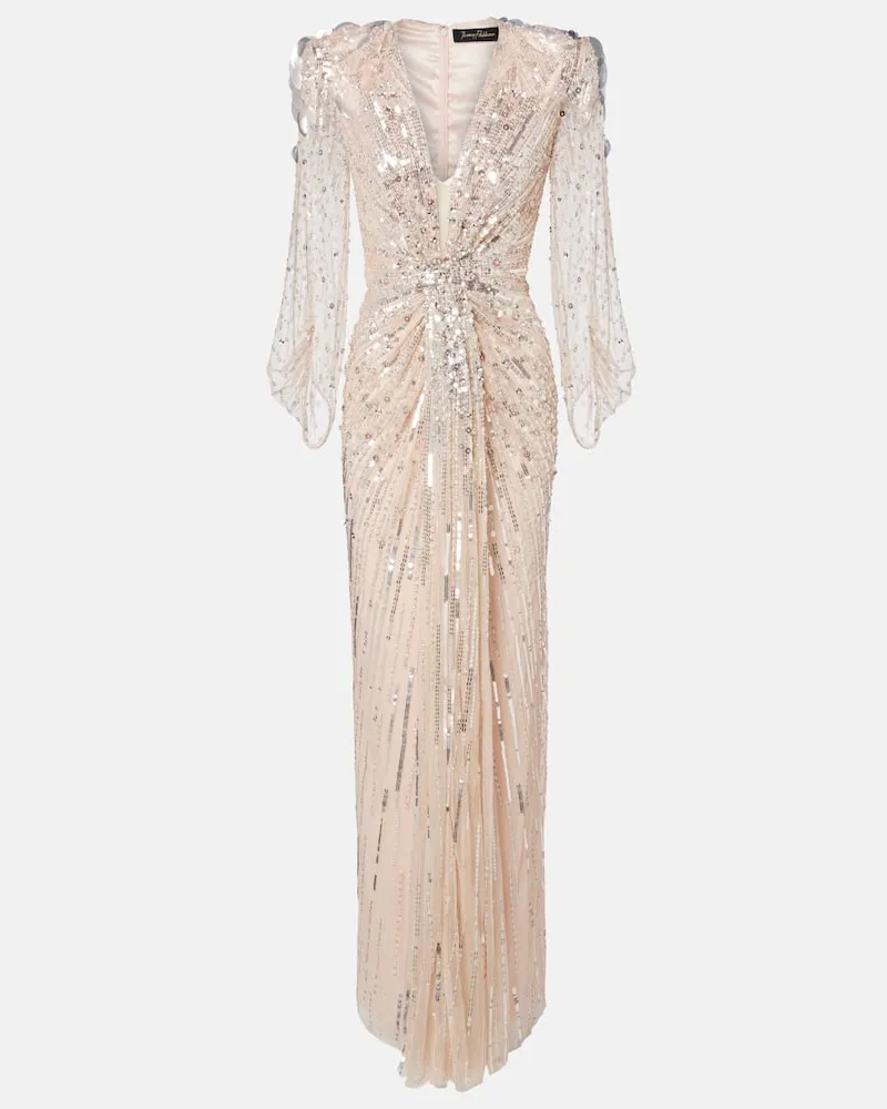 Jenny Packham Robe Xenia mit Pailletten Beige