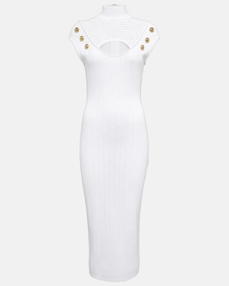 Balmain Midikleid mit Mesh Weiß