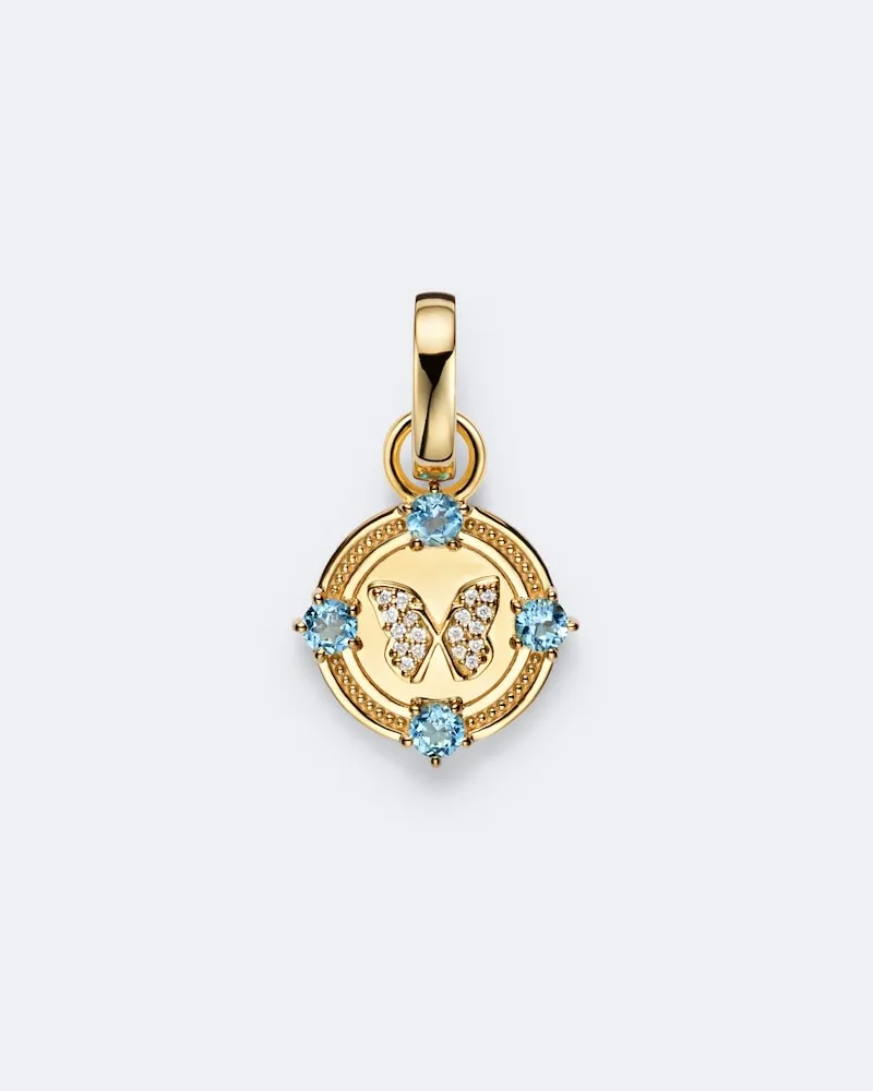 FOUNDRAE Anhänger Reverie Butterfly aus 18kt Gelbgold mit Diamanten und Topasen Gold