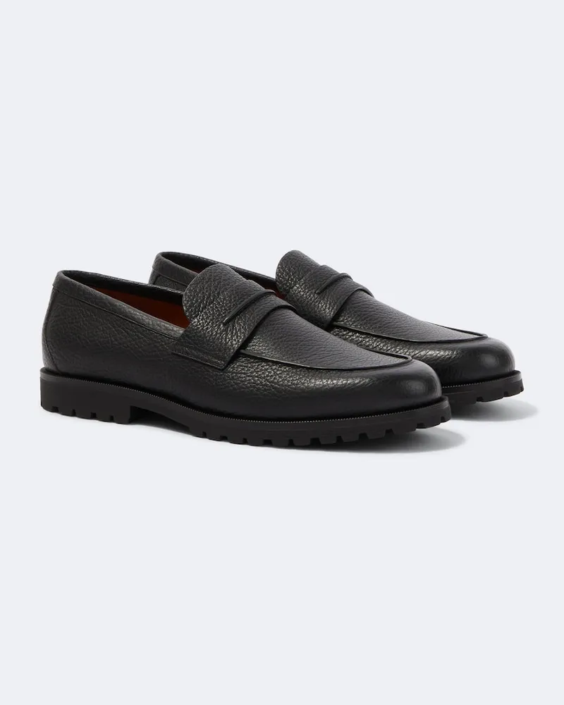 Ermenegildo Zegna Loafers Pioggia aus Leder Schwarz