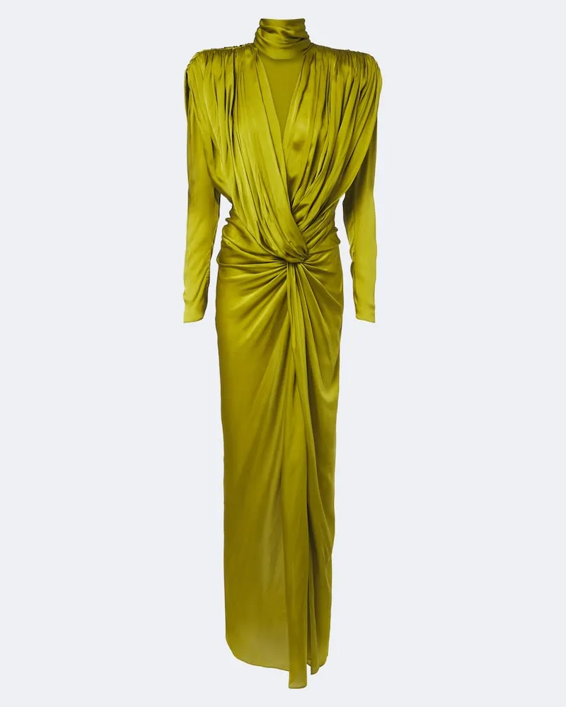 Balmain Maxikleid aus Seidensatin Grün