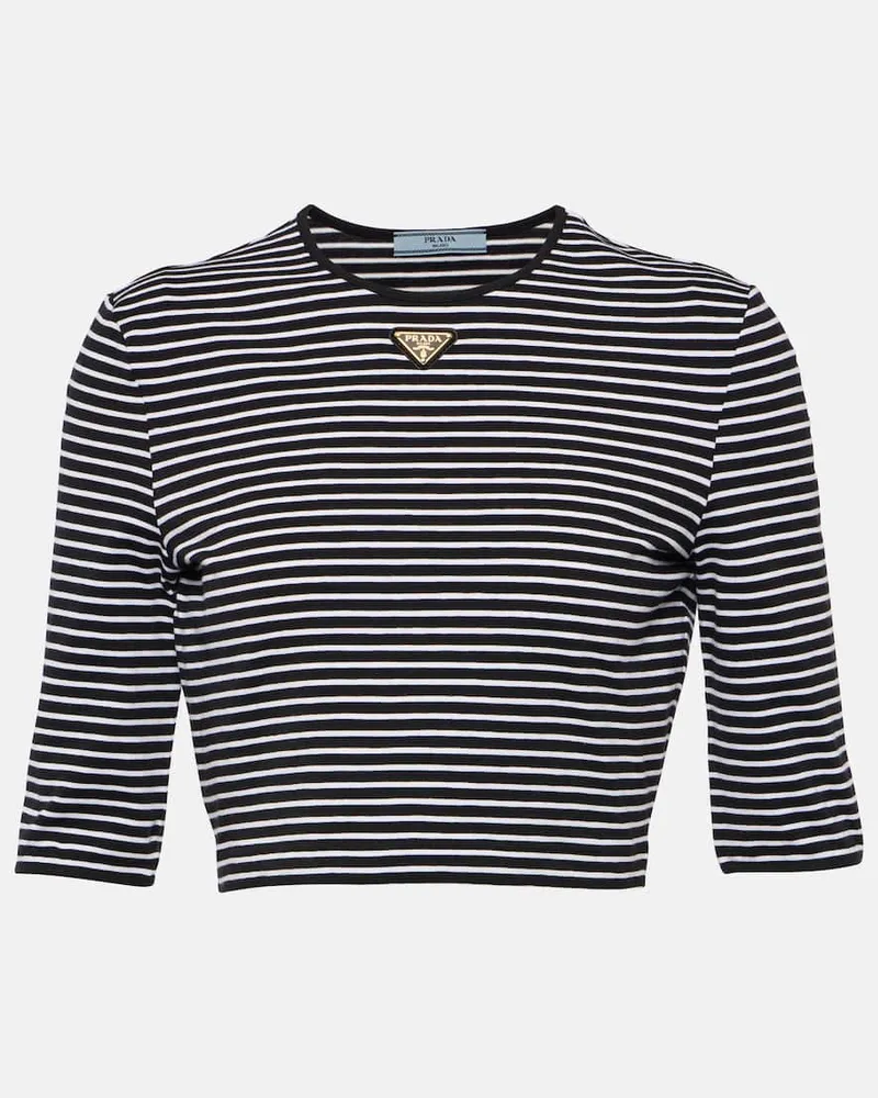 Prada Cropped-Top aus einem Baumwollgemisch Neutral