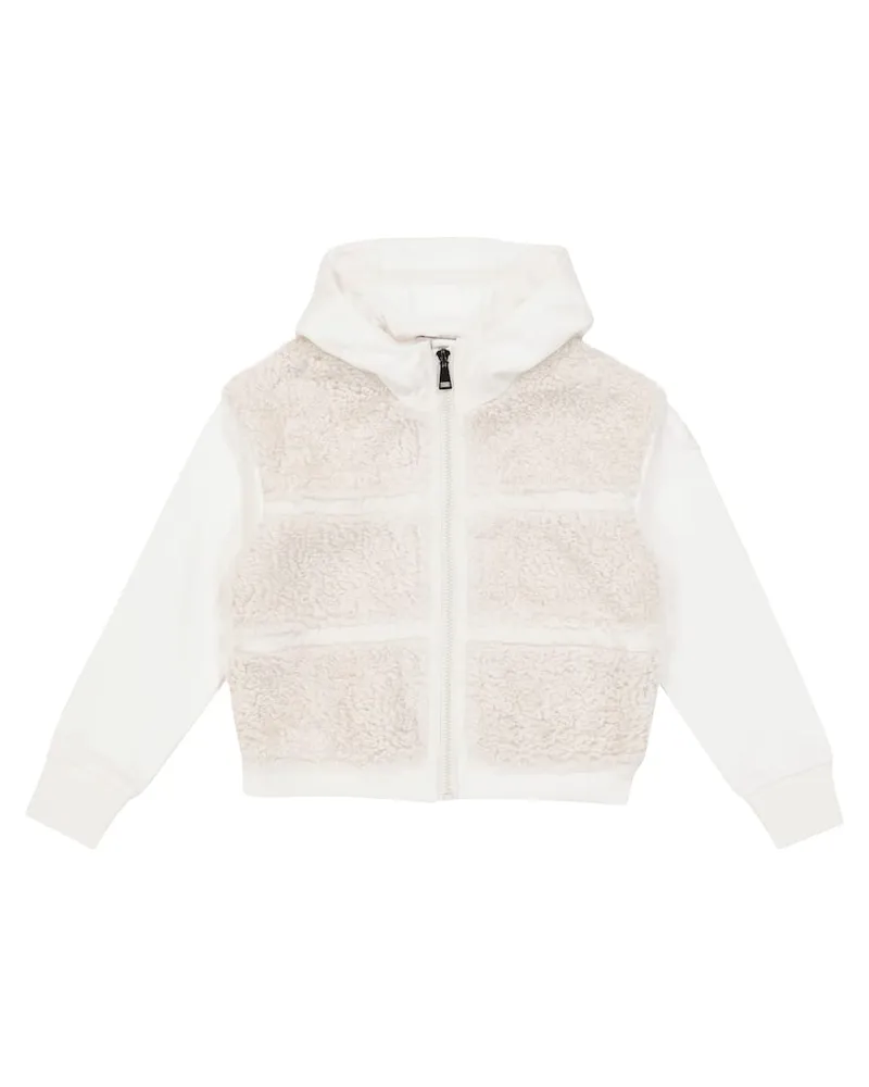 Moncler Kapuzenjacke mit Faux Shearling Weiß