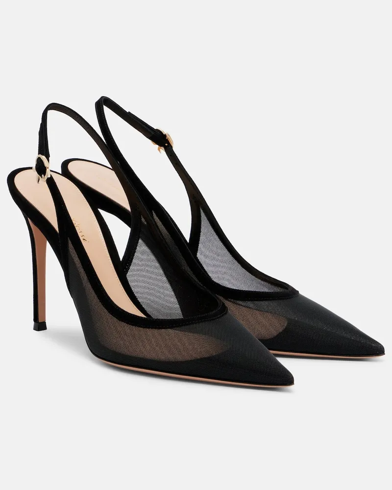 Gianvito Rossi Slingback-Pumps mit Veloursleder Schwarz