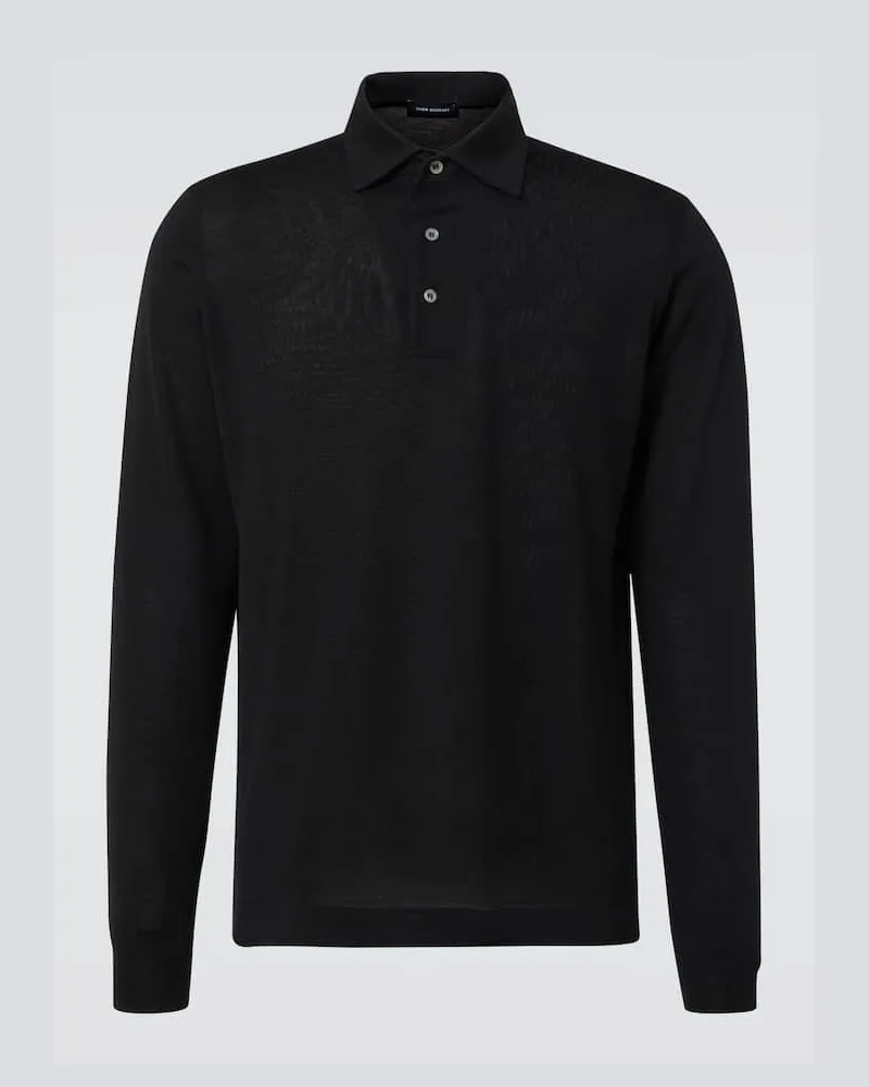 Thom Sweeney Polopullover aus Wolle Schwarz