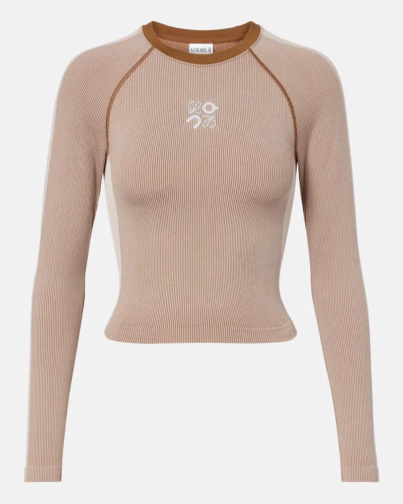 Loewe X On Longsleeve aus Rippstrick Braun