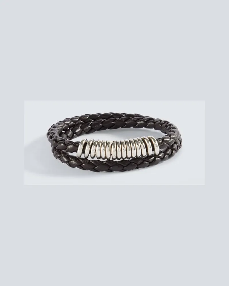 Bottega Veneta Armband aus Leder mit Sterlingsilber Braun