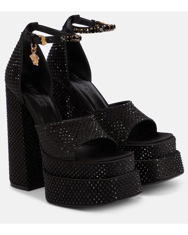 Versace Verzierte Plateausandalen Medusa Aevitas Schwarz