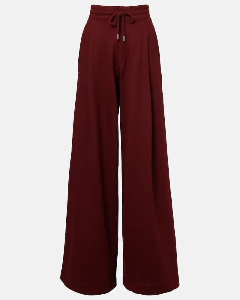 Dries van Noten Jogginghose aus Baumwoll-Jersey Burgunderrot