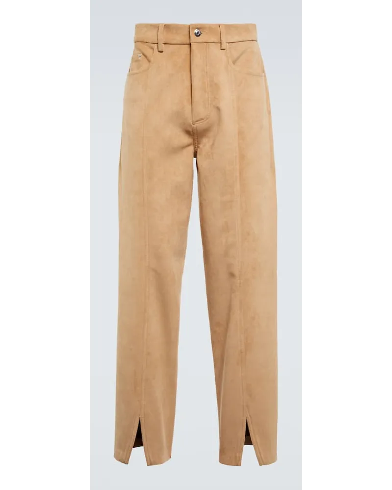 Nanushka Hose aus Velourslederimitat Beige