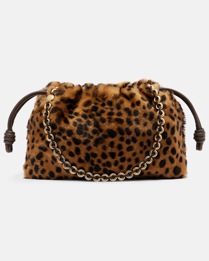 Loewe Clutch Flamenco Medium aus Kalbshaar Braun