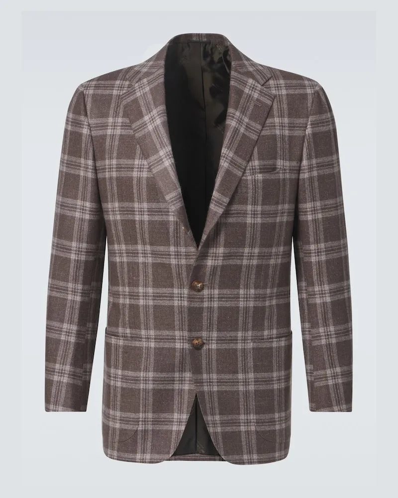 Kiton Blazer aus Wolle, Seide und Leinen Braun