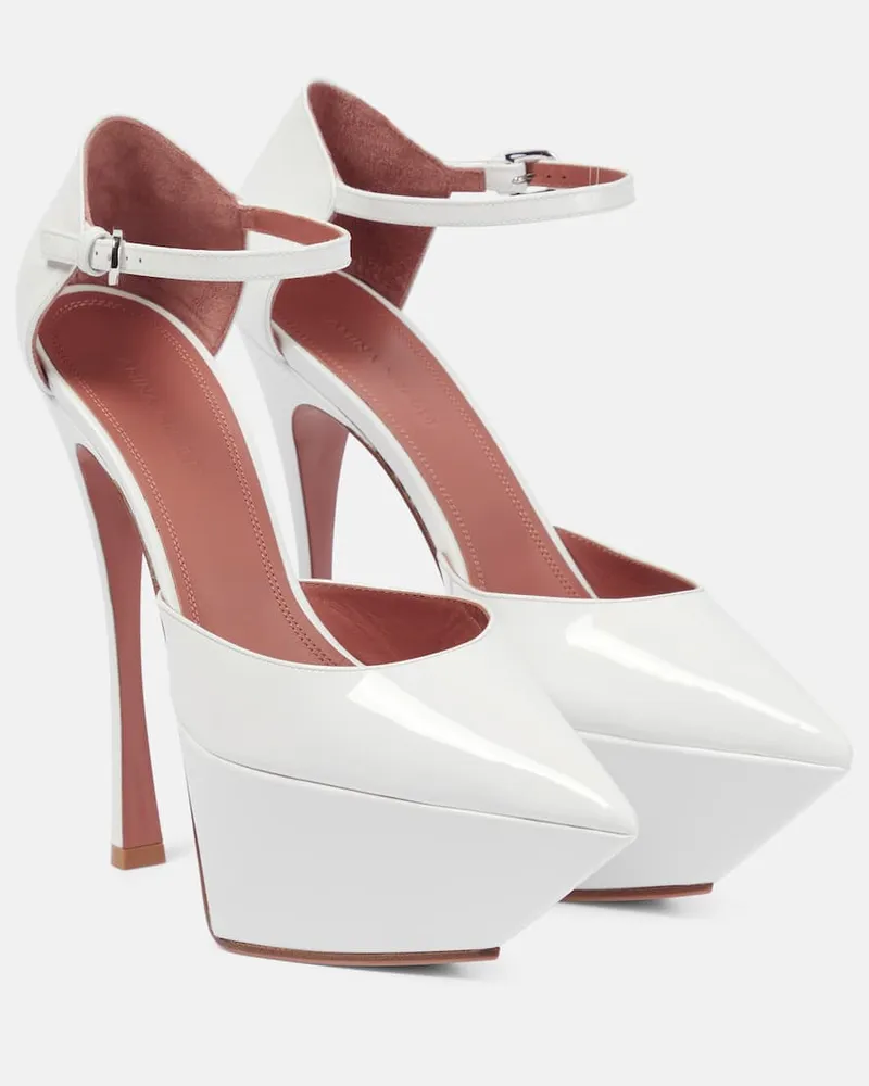 Amina Muaddi Plateau-Pumps Angelica aus Lackleder Weiß