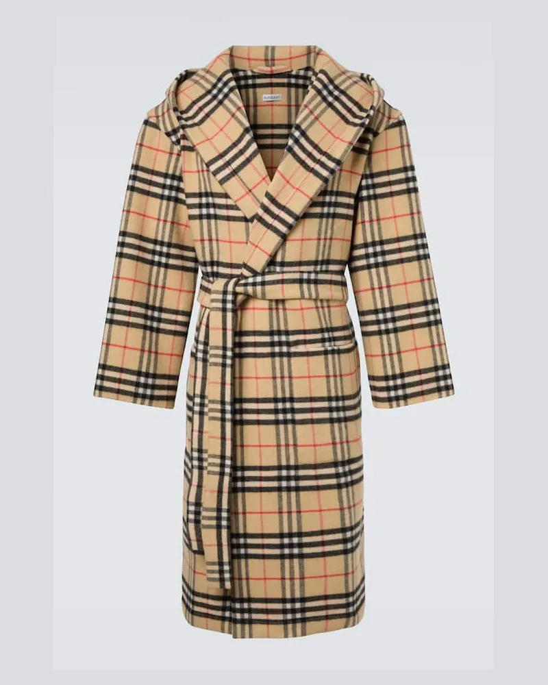 Burberry Morgenmantel Burberry Check aus Wolle und Kaschmir Beige