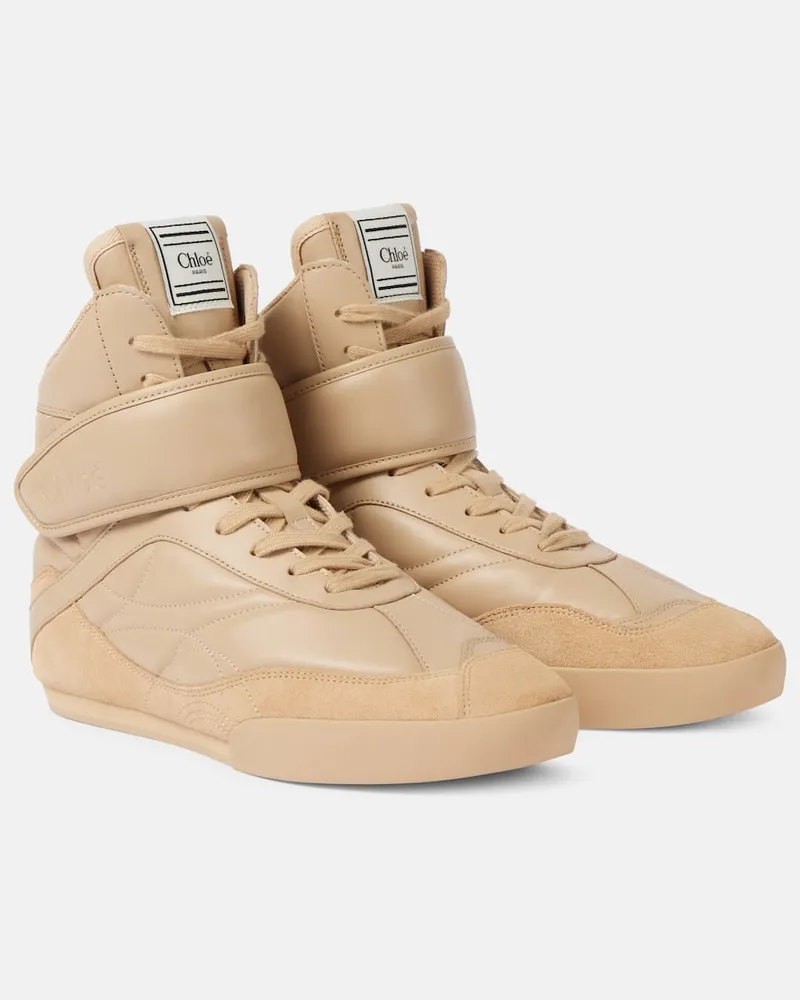 Chloé Chloé High-Top Sneakers Chloé Kick aus Leder Beige