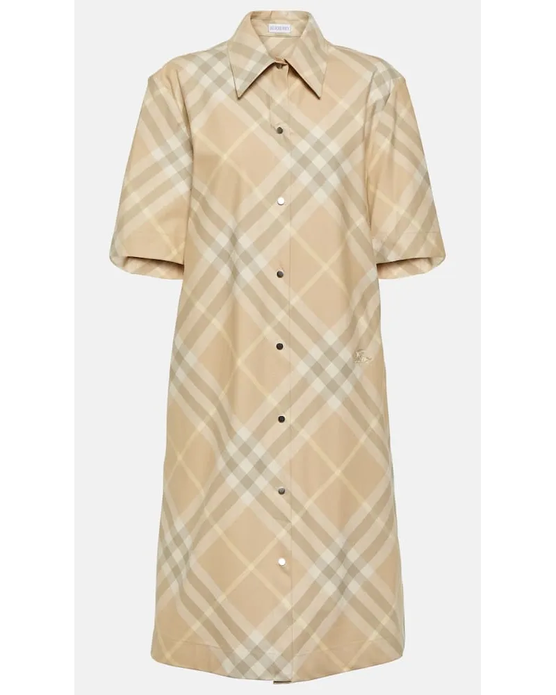 Burberry Hemdblusenkleid  Check aus Baumwolle Beige