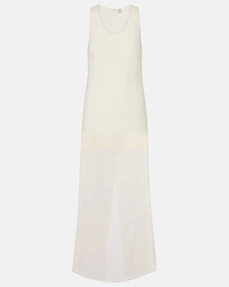 Totême Maxikleid aus Baumwolle und Seide Weiß